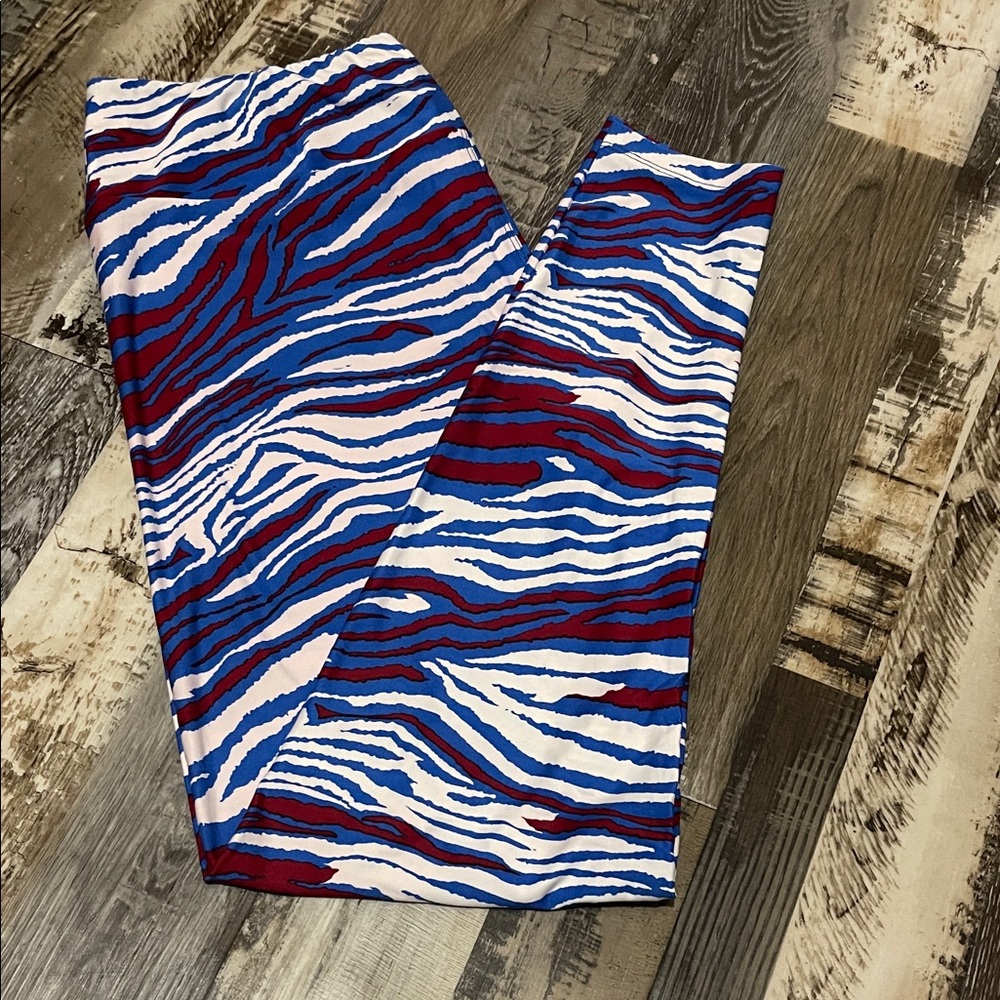LuLaRoe Vibrant Patriotic Zebra Print Leggings T/C 2 BNWOT